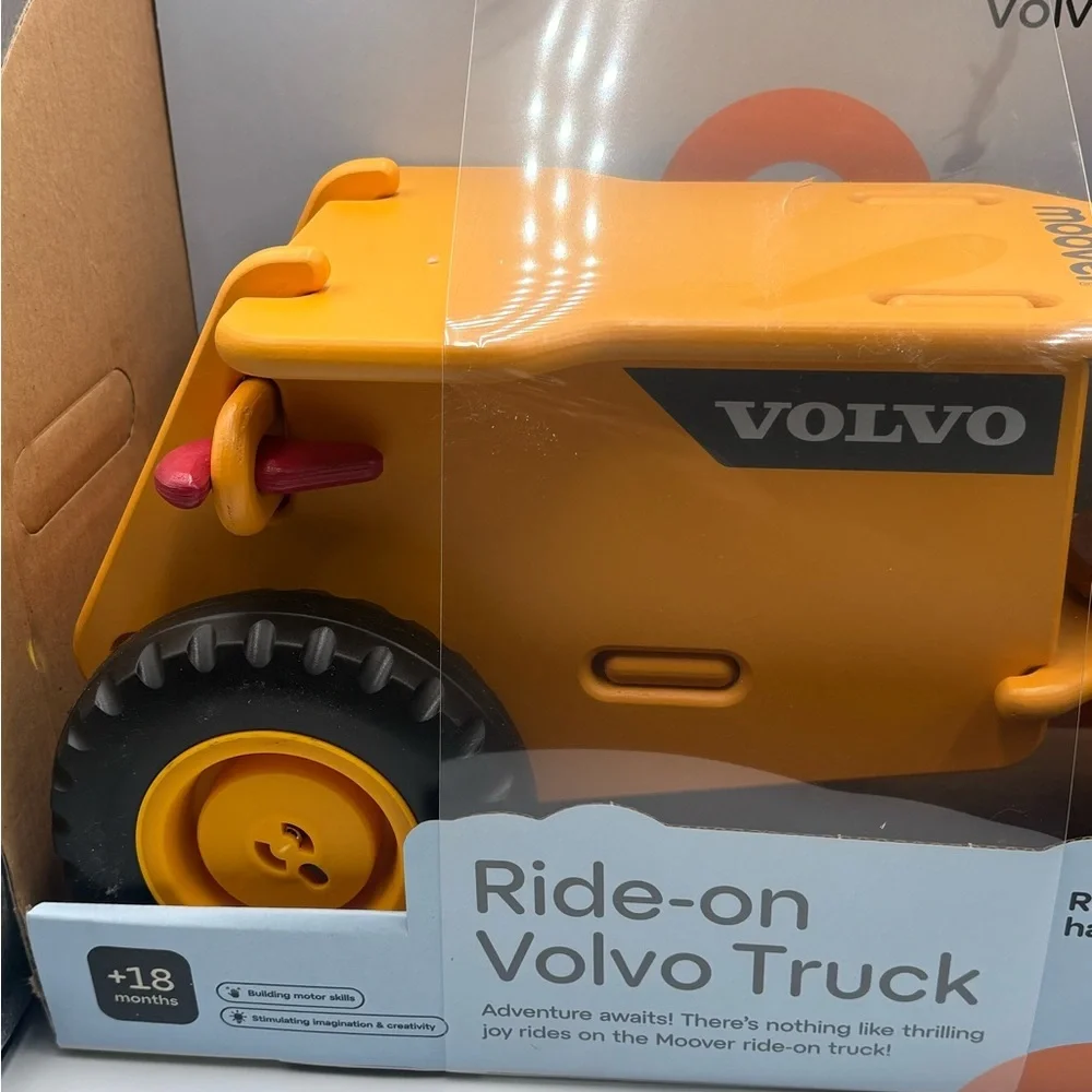 Moover Volvo Wooden Ride-On Truck - Yellow Construction Toy - New yellow
